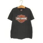  Kids б/у одежда 90s USA производства HARLEY DAVIDSON балка &amp; защита Eagle звезда статья флаг графика футболка чёрный L 14-16 лет б/у одежда 