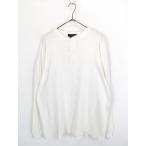  б/у одежда 80s Eddie Bauer одноцветный solid белый застежка с планкой термический рубашка tops cut and sewn L