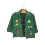  Kids б/у одежда 50-60s Mexico производства раса фетр стежок Vintage шерсть жакет 6-7 лет ранг 