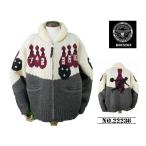 【送料無料 26%OFF】HOUSTON  ヒューストン    カウチン  ニットセーター  　「 BOWLING 」柄      NO.22236   GRAY_XLサイズ