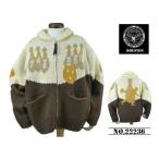 【送料無料 27%OFF】HOUSTON  ヒューストン    カウチン  ニットセーター  　「 BOWLING 」柄      NO.22236   BROWN_Lサイズ