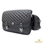 バイク サイドバッグ ダイヤステッチ ドリンクホルダー レインカバー付き 15L 容量可変可能 フルカバー防水 合皮 オリジナル Dream-Japan製 【DJ-a388】