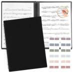 Solf 【ピティナ支部長監修】 楽譜ファイル 書き込める 台紙 譜面 吹奏楽 ピアノ バンド A4 2面 20枚/40ページ (黒?付箋くすみ)