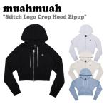 ショッピングスティッチ ムアムア ジップアップ muahmuah ムーアムーア レディース Stitch Logo Crop Hood Zipup スティッチ ロゴ クロップ フードジップアップ 全4色 MUT23135 ウェア