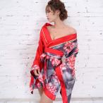 花魁 コスプレ 着物 コスプレ 着物ドレス 花魁 コスプレ 浴衣 祭り ダンス衣装 よさこい衣装 送料無料 バイカラー華花柄着物ドレス 花魁 ドレス