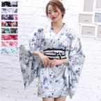 花魁 コスプレ 着物 コスプレ 花魁 コスプレ 着物ドレス 花魁 コスプレ 浴衣 祭り ダンス衣装 よさこい衣装 送料無料 サテン花柄花魁ミニ着物ドレス 花魁 ドレス