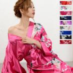 花魁 コスプレ 着物ドレス 浴衣ドレス ゆかた コスプレ 浴衣 祭り 結婚式 サテン ダンス衣装 よさこい衣装 送料無料 前斜め合わせ和柄花魁着物ロングドレス