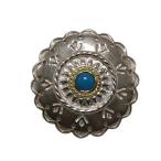 ショッピングking  TADY&KING レザー用カスタムパーツ フラワーコンチョSV 金縄ターコイズ 中