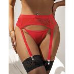 ガーターベルト 大きいサイズXL-5XL ガーター ショーツセット レース 下着 海外 高品質 シンプル 赤