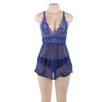 ベビードール 大きいサイズ XL-5XL 下着 セクシーランジェリー ショーツセット 青