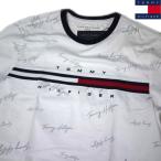 トミーヒルフィガー 半袖 リンガーTシャツ (ホワイト) マルチロゴ TOMMY HILFIGER USAモデル 白 刺繍 100%コットン