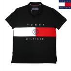 新品 トミーヒルフィガー 刺繍ロゴ ポロシャツ (ブラックxホワイトxレッド) ゴルフにも!TOMMY HILFIGER USAモデル