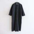 アーメン ARMEN *コットンリネンシャツワンピース*1チャコールグレー綿麻ドレスハーフボタン(1-2305-445)【31F32】
