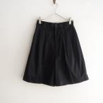 //【定価1.3万】ダントン DANTON *WEST POINT SHORTS タックパンツ*34コットン混ボトムスブラックキュロット(1-2310-54)【32J32】