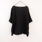 【未使用】アーメン ARMEN *リネンプルオーバーブラウス*1シャツ黒ブラックトップス半袖ハーフスリーブ(1-2409-510)【52J42】