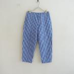 【定価5万】ドゥロワー Drawer *ギンガムチェックステッチパンツ*38ボトムス綿麻ブルーホワイトテーパード(1-2505-486)【42F52】