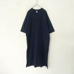 ショッピングprit プリット prit *コットンショートスリーブカットソーワンピース*サイドスリット紺ネイビーロングTシャツ(1-2507-166)【90H52】