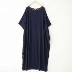 デミリー DEMYLEE *ジョーゼットパイピングワンピース*Sコットン綿ネイビー紺配色バイカラーチュニック(1-2509-189)【70J52】
