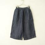 go-shu*linen Denim укороченные брюки легкий брюки *2 гаучо лен индиго темно-синий талия резина юбка-брюки (1-2510-277)[22K52]