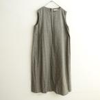 ショッピングエヴァ エヴァムエヴァ evam eva *コットンリネンノースリーブグレンチェックワンピース*2綿麻ブラックグレー(1-2510-417)【30L52】