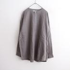 エヴァムエヴァ evam eva *リネンノーカラーチュニック*ブラウス麻シャツトップスグレーブラウントップス(1-2511-14)【20L52】