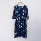 ショッピングマリメッコ マリメッコ marimekko *Pisaroi ピサロイ カットソーワンピース*XSネイビー紺しずくプリントAライン(1-2602-328)【81C62】
