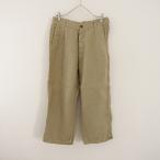 ショッピングARMEN //アーメン ARMEN *リネンヘリンボーンワンタックパンツ*1麻ベージュボタンフライセミワイドクロップドパンツ(2-2401-263)【72A42】