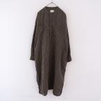 ショッピングARMEN アーメン ARMEN *ギンガムダブルガーゼシャツワンピース*2コットンブラウン系ハーフプラケットプルオーバー(2-2406-211)【01G42】