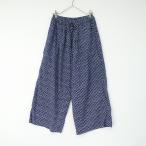 ショッピングARMEN アーメン ARMEN *コットン小紋花柄プリントギャザーイージーパンツ*1ネイビー総柄ワイドパンツ裏地付き薄手(2-2502-470)【52C52】