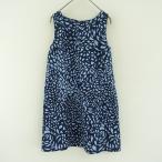 マリメッコ marimekko *コットンプリントノースリーブワンピース*34ネイビー×水色総柄裏地付きバックジップ(2-2503-510)【42D52】