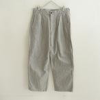 アーメン ARMEN *ヘリンボーンオックス縞織りワンタックワイドパンツ*2ライトグレーコットン釦フライUNISEX(2-2505-384)【71F52】