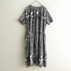 ミナペルホネン mina perhonen *wind danceコットンプリントベルテッドワンピース*38ドロップショルダー(2-2510-16)【13J52】