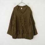 ショッピングprit プリット prit *リネンVネックバルーンオーバーブラウス*カーキグリーン裾ゴムカーディガン前後差羽織り(2-2510-318)【91K52】