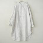 タカラジマセンコウ 宝島染工 *リネンバンドカラーロングシャツワンピース*薄墨色ヨークシャツチュニック麻(2-2512-230)【21A62】