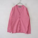 【美品】アーメン ARMEN *ジーロンラムズウールニットVネックサドルショルダーカーディガン*2ピンクUNISEX(2-2512-370)【61A62】