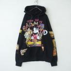 デシグアル Desigual *パッチワークミッキーマウスフーディ*Lブラックスウェット刺しゅうプリントポケット(2-2602-23)【10C62】