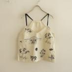  tera TELA * шелк .... стежок топ *36/XS шелк слоновая кость × чёрный тянуть over блуза (25-2407-138)[50H42]