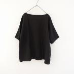 【未使用】アーメン ARMEN *リネンプルオーバー*0麻ブラック黒ノーカラーシャツブラウス(25-2503-13)【60D52】