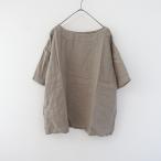 【未使用】アーメン ARMEN *リネンプルオーバー*0麻グレーベージュノーカラーシャツブラウス(25-2503-14)【60D52】