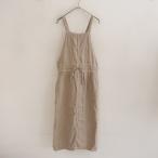 アーメン ARMEN *リネンヘリンボーンジャンパースカート*1薄手サロペットロングドレスタックリボンベージュ(27-2305-118)【90F32】