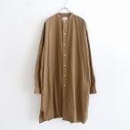 アーメン ARMEN *コットンスタンドカラーシャツワンピース*ライトブラウン長袖ロングスリーブ無地1121【80L12】