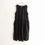 【定価2.7万】アーメン ARMEN *リネンボートネックノースリーブワンピース*0黒ブラック麻スリーブレス(33-2304-951)【61E32】