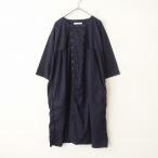 ショッピングARMEN アーメン ARMEN *コットンダブルボタンワンピース*2ネイビー長袖ロングスリーブ無地(33-2305-562)【70F32】