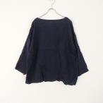 アーメン ARMEN *リネンボートネックプルオーバーシャツ*ネイビー長袖ロングスリーブ無地(33-2308-275)【92H32】