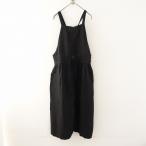 //【定価3.8万】アーメン ARMEN *リネンエプロンワンピース*0黒ブラックヘリンボーン麻ジャンパースカート(33-2402-149)【80C42】