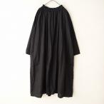 ネストローブ nest Robe *リネンシャーリングネックワンピース*F黒ブラック長袖スモック無地麻(33-2403-391)【21D42】