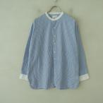 【メンズ】アーメン ARMEN *クレリックシャツ*1コットンストライプ長袖ブルーホワイト(33-2411-108)【11L42】