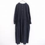 【定価3.4万】ネストローブ nest Robe *コットンリネンダンガリーギャザーワンピース*Fデニムインディゴ(33-2501-195)【41B52】
