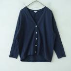 アピースオブライブラリー a piece of Library *コットンウールVネックカーディガン*1ネイビー無地(33-2503-359)【21D52】