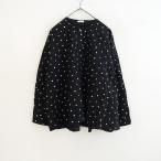 ショッピング水玉 ヘブンリー Heavenly *コットンリネンランダムドットブラウス*ブラック水玉シャツ長袖(33-2510-675)【42K52】
